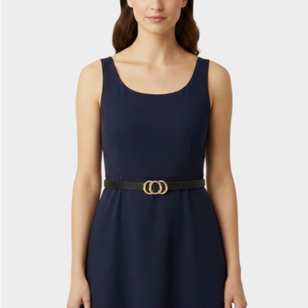 Gold Ring Black Vegan Leather Belt (U414) - Picture 4 of 4